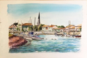 Ars Port et Clocher Sue Dudill artiste Ile de Re