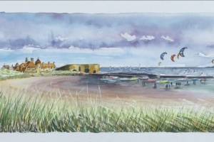 Beadnell-Bay-Panorama-Sue-Dudill-Artist-Northumberland