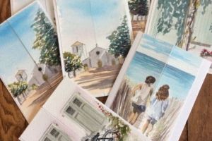 Carte Double Volet Artiste Sue Dudill Ile de Re