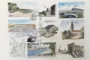 Ile de Re Sketch Sue Dudill artiste Ile de Re