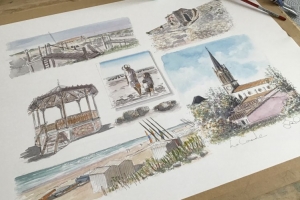 La Couarde Sketch 3 Sue Dudill artiste ile de Re