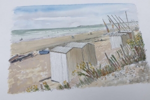 La Couarde beach huts Sue Dudill Artiste Ile de Re