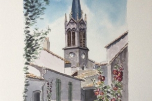 La Couarde eglise Sue Dudill Artiste Ile de Re