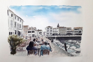 La Flotte Apero Port Sue Dudill Artiste Peintre Ile de Re