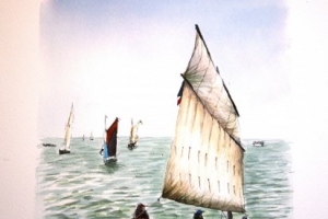 La Flotte Vieux Greements blue red Sue Dudill Artiste Ile de Re