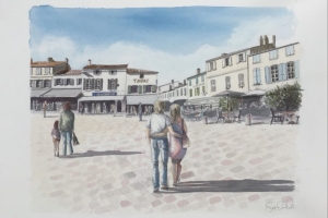 La Flotte couple port Sue Dudill Artiste Ile de Re