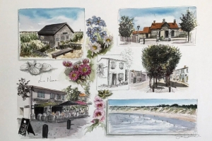 La Noue watercolour sketch Sue Dudill artiste ile de Re