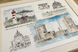 La Rochelle Sketch 2 Sue Dudill Artiste Ile de Re