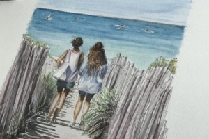 Les Portes off to the beach Sue Dudill Artiste Ile de Re