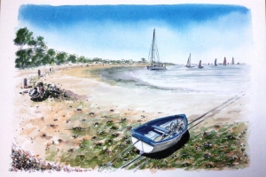 Les Portes rowing Sue Dudill artiste Ile de Re