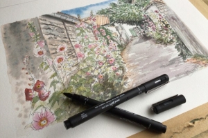 Les Portes village fleuri Sue Dudill Artiste Ile de Re