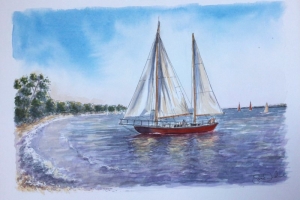 Les Portes violet sea Sue Dudill artiste Ile de Re