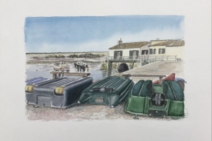 Loix Moulin bateaux Sue Dudill artiste ile de re