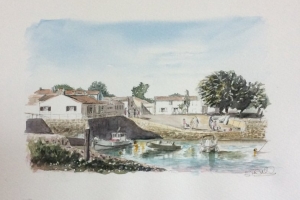 Loix Port Moulin de ps Sue Dudill artiste Ile de Re