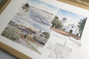 Loix Watercolour Sketch Sue Dudill Artiste Ile de Re
