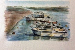 Loix bateaux Sue Dudill artiste Ile de Re