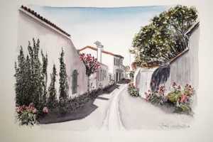 Loix rue des Charrettes Artiste Peintre Ile de Re Sue Dudill