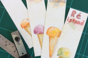 Marque page fait main glace Sue Dudill artiste ile de re