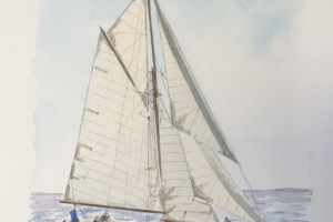 Voilier blanc Sue Dudill Artiste Ile de Re