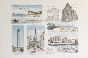 Watercolour Sketch Ile de Re Sue Dudill Artiste