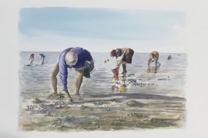 peche a pied Sue Dudill Artiste Ile de Re